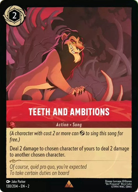 Carta Teeth and Ambitions,Set Rise of the Floodborn , Número de Tarjeta 130 , Color Ruby, Rarity Rare