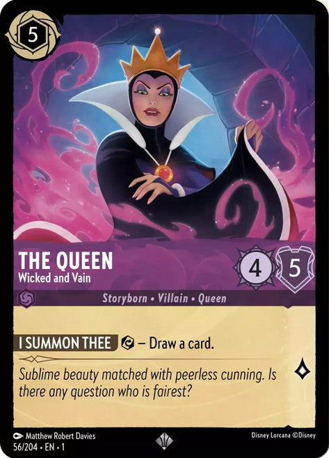 Carta The Queen - Wicked and Vain,Set The First Chapter, Número de Tarjeta 56 , Color Amethyst, Rarity Super Rare