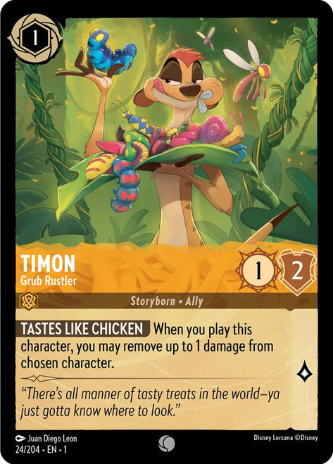 Carta Timon - Grub Rustler,Set The First Chapter, Número de Tarjeta 24 , Color Amber, Rarity Common