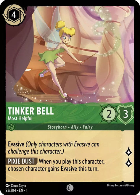 Carta Tinker Bell - Most Helpful,Set The First Chapter, Número de Tarjeta 93 , Color Emerald, Rarity Common
