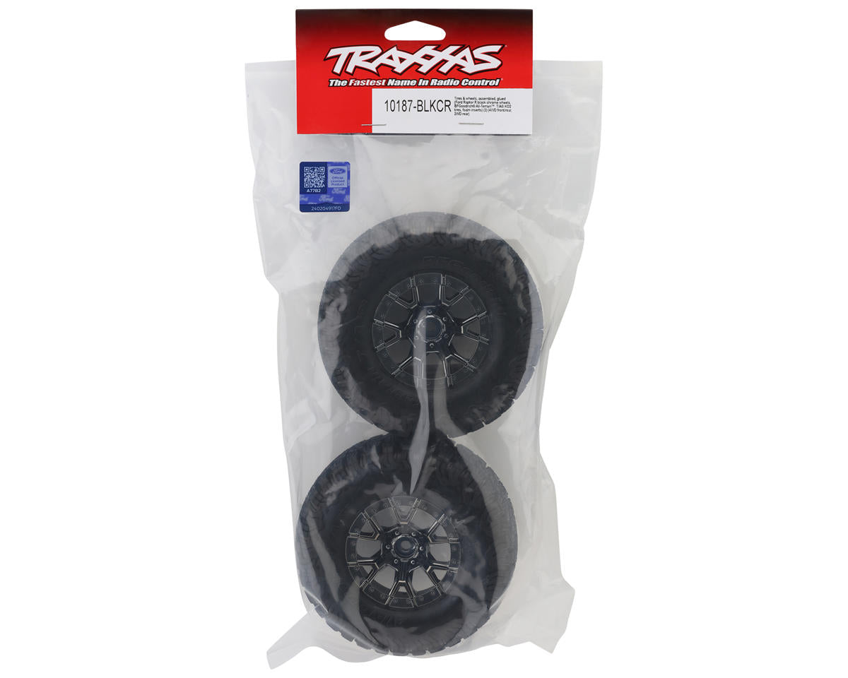 Traxxas - Ford Raptor R All-Terrain T/A KO2 Pre-Mounted Rear Tires by BFGoodrich (Black Chrome) (2) w/12mm Hex