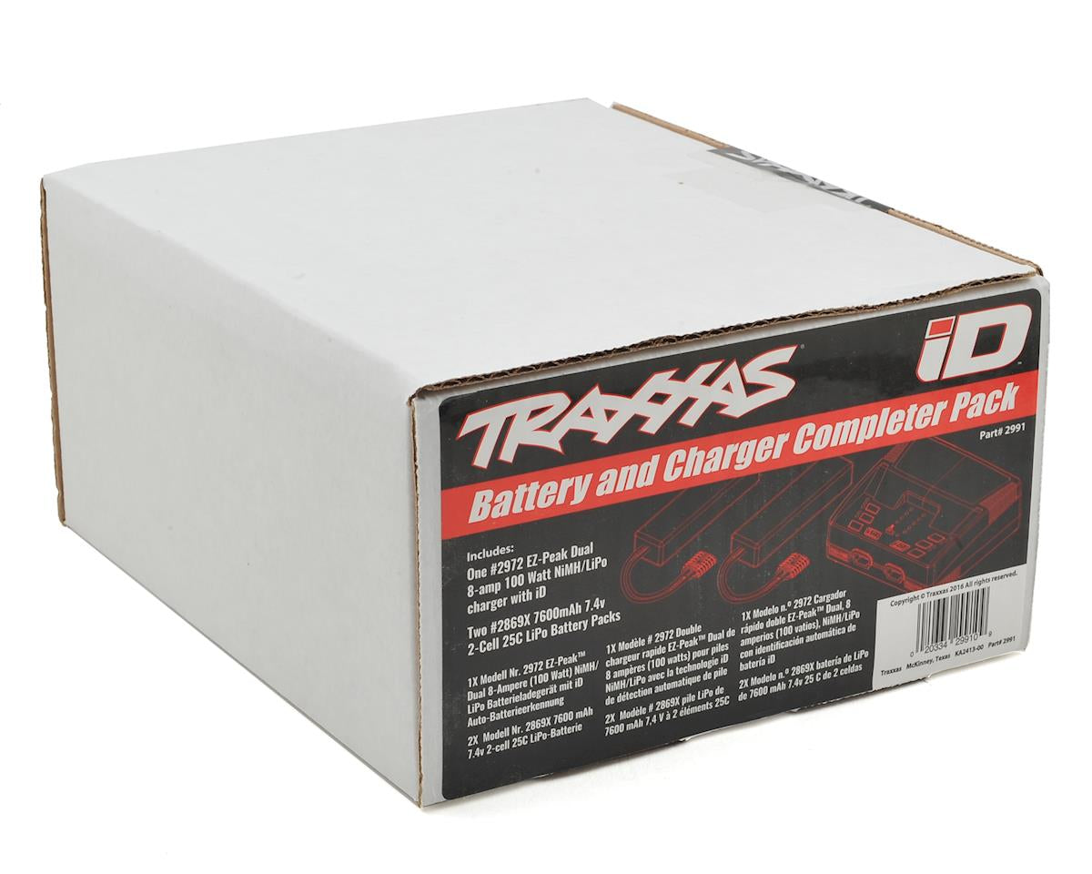 Traxxas - Battery/charger completer pack (includes #2972 Dual iD charger (1), #2869X 7600mAh 7.4V 2-cell 25C LiPo iD® Battery (2))