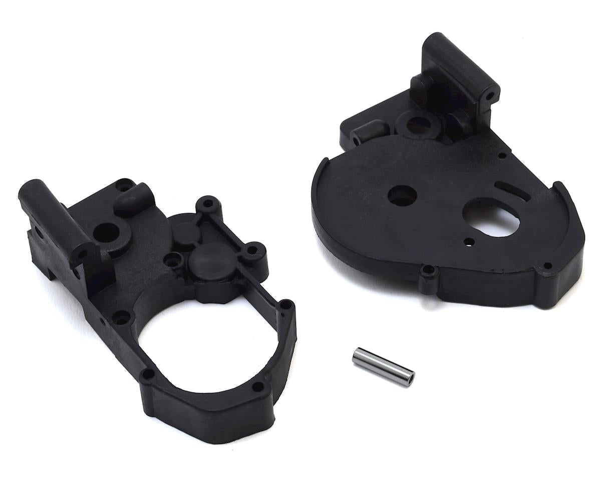 Traxxas - Mitades de caja de cambios (izquierda y derecha) (negro) con eje de engranaje intermedio