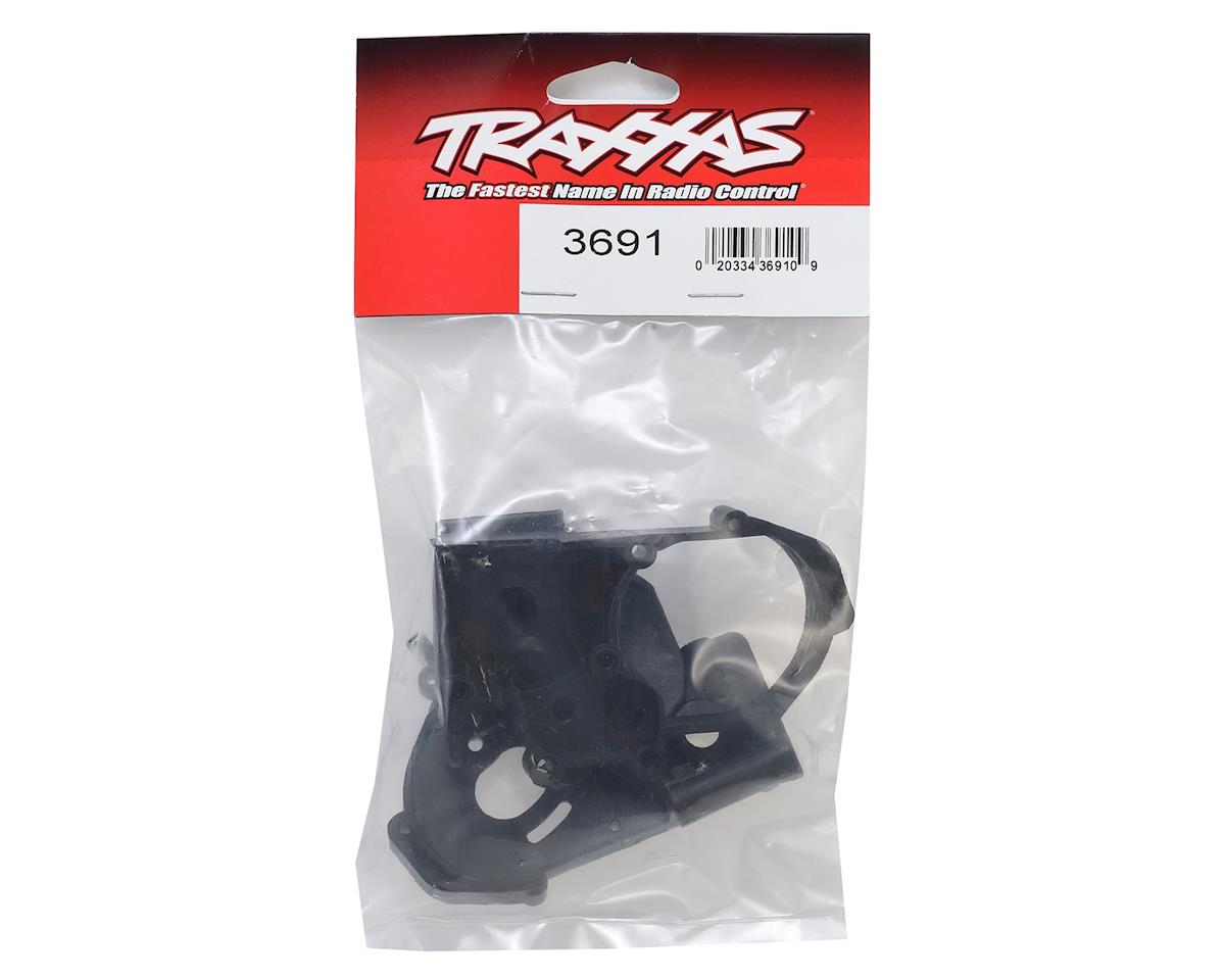 Traxxas - Mitades de caja de cambios (izquierda y derecha) (negro) con eje de engranaje intermedio