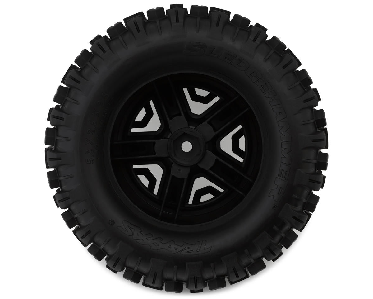 Traxxas - 2.8" Black 5-Spoke Wheels & Sledgehammer Tires (2)