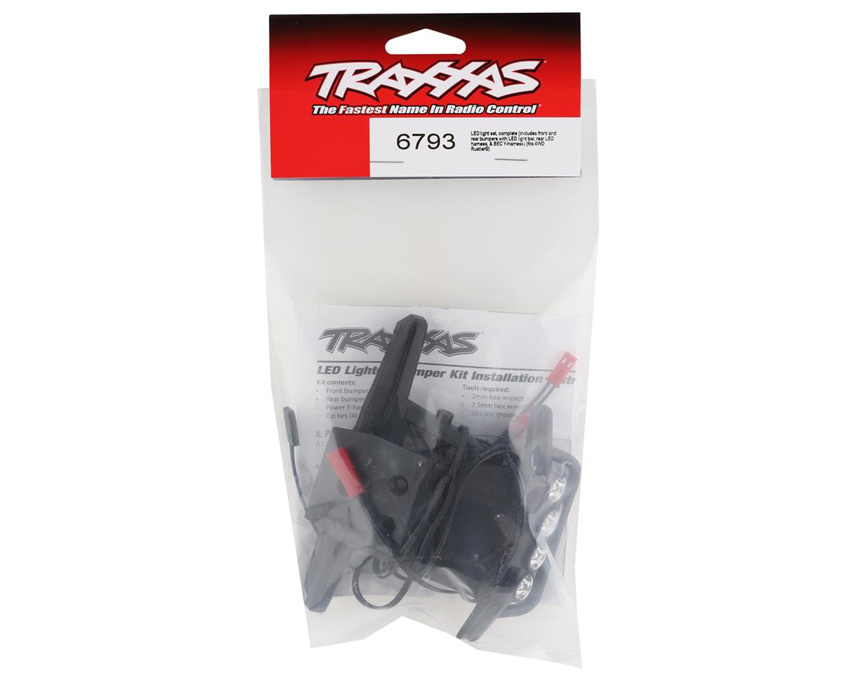 Traxxas - LED light set, complete (includes front and rear bumpers with LED light bar, rear LED harness, & BEC Y-harness) (fits 4WD Rustler®)