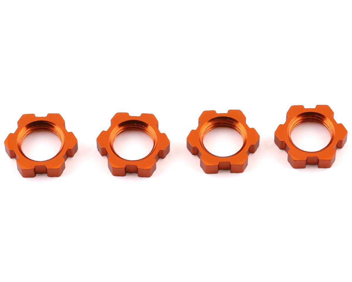 Traxxas - Tuercas de rueda, rasuradas, 17mm, dentadas (anodizado naranja) (4)