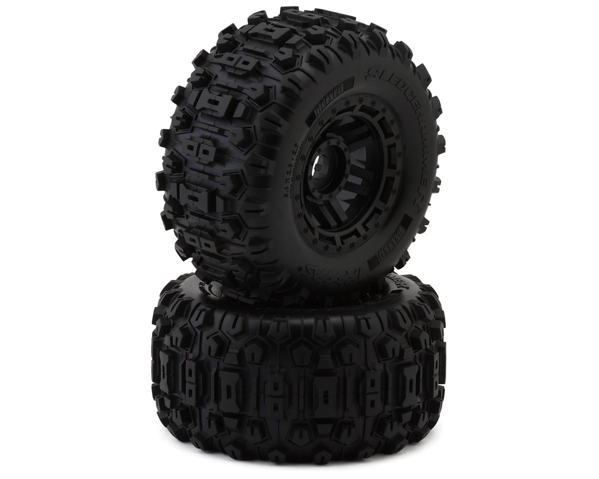 Traxxas - Maxx Belted Sledgehammer 2.9" Pre-Mounted Tires (2) (Black) w/17mm Splined Hex