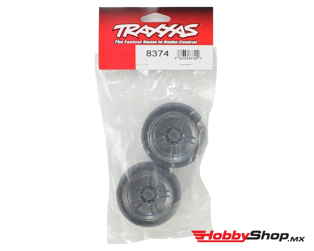 Traxxas - Neumáticos Y Rines Ensamblados Pegados (Rines Cromados Negros De Radios Divididos