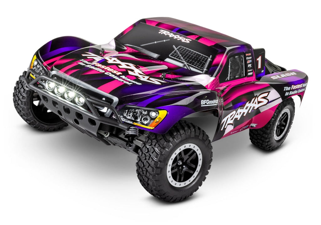 Traxxas - Slash 1/10 Rtr Short Course Truck Led Lights Tq 2.4Ghz Radio Battery & Dc Charger Rosa En