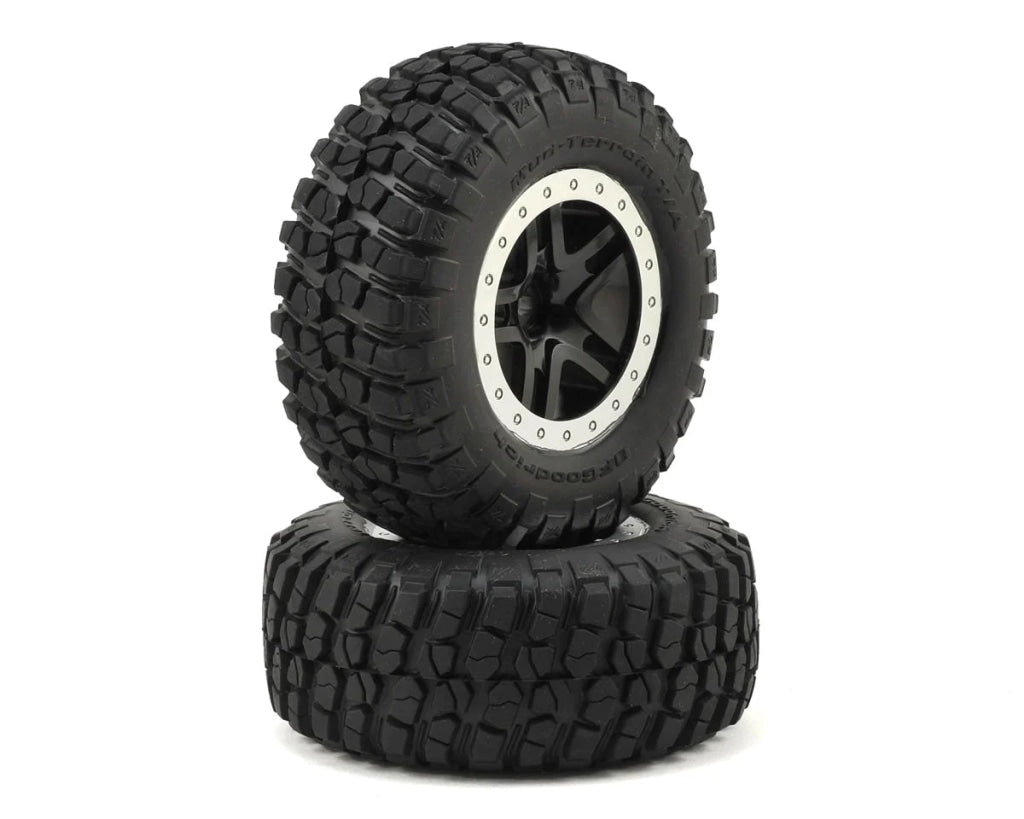 Traxxas - Tire & Wheel Assy Glued (Sct Split-Spoke Black Satin Chrome Beadlock Wheels Bfgoodrich®