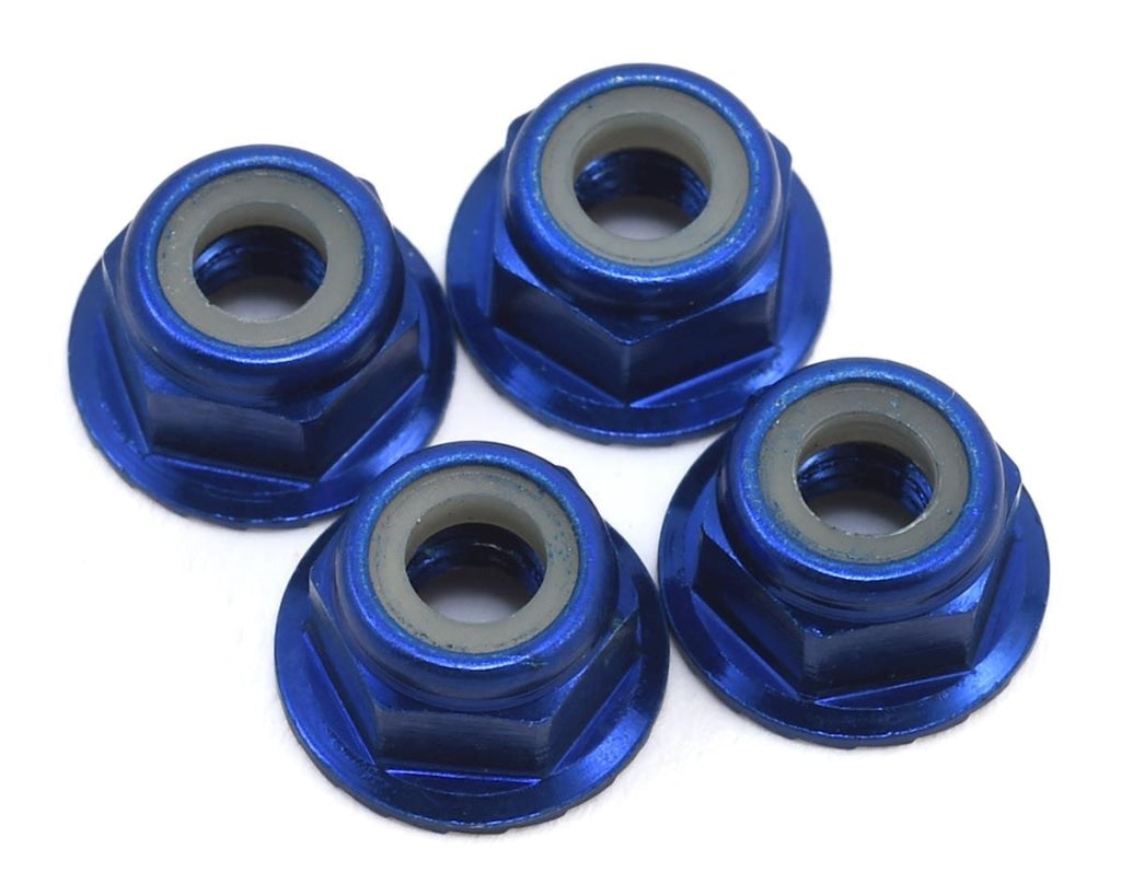 Traxxas - Tuercas Aluminio Bridadas Dentadas (4Mm) (Anodizado Azul) (4 Piezas) En Existencia