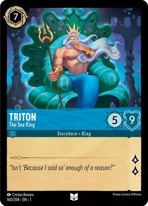 Carta Triton - The Sea King,Set The First Chapter, Número de Tarjeta 160 , Color Sapphire, Rarity Uncommon