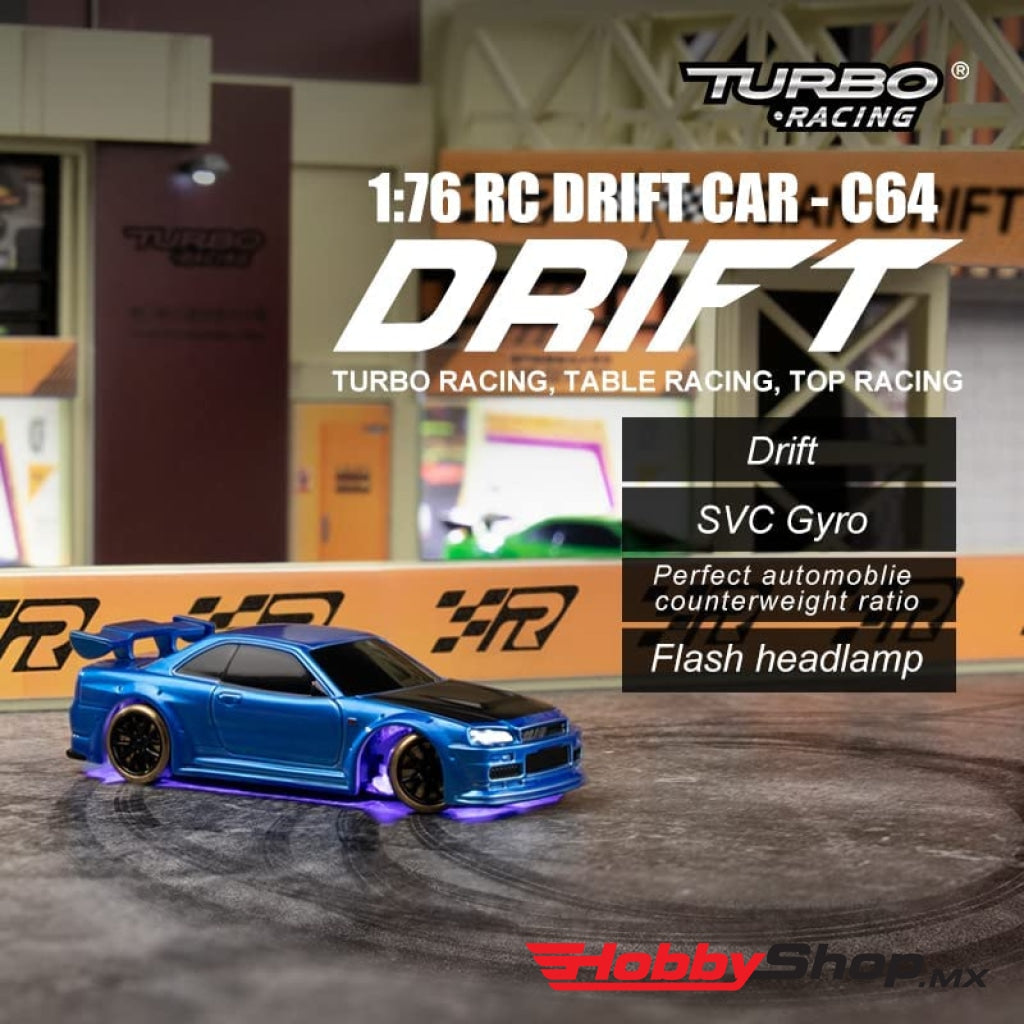 Turbo Racing - C64 Escala 1:76 Drift Car With Gyro Rtr Blue