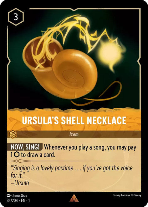 Carta Ursula's Shell Necklace,Set The First Chapter, Número de Tarjeta 34 , Color Amber, Rarity Rare