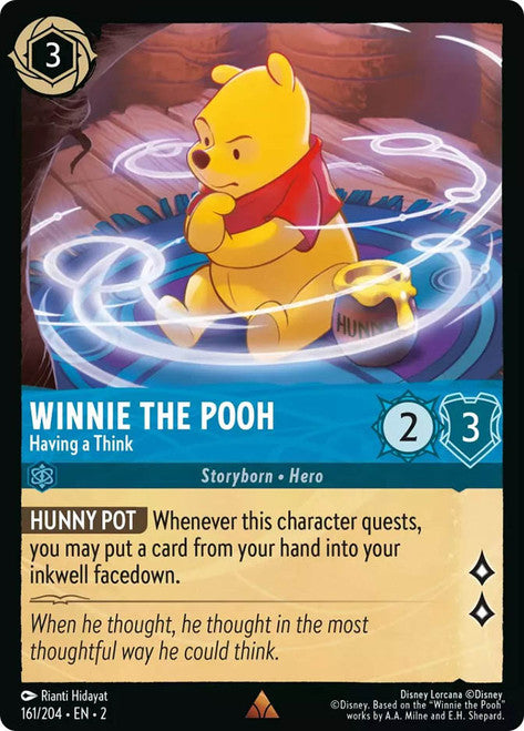 Carta Winnie the Pooh - Having a Think,Set Rise of the Floodborn , Número de Tarjeta 161 , Color Sapphire, Rarity Rare