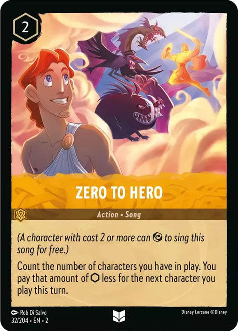 Carta Zero to Hero,Set Rise of the Floodborn , Número de Tarjeta 32 , Color Amber, Rarity Uncommon