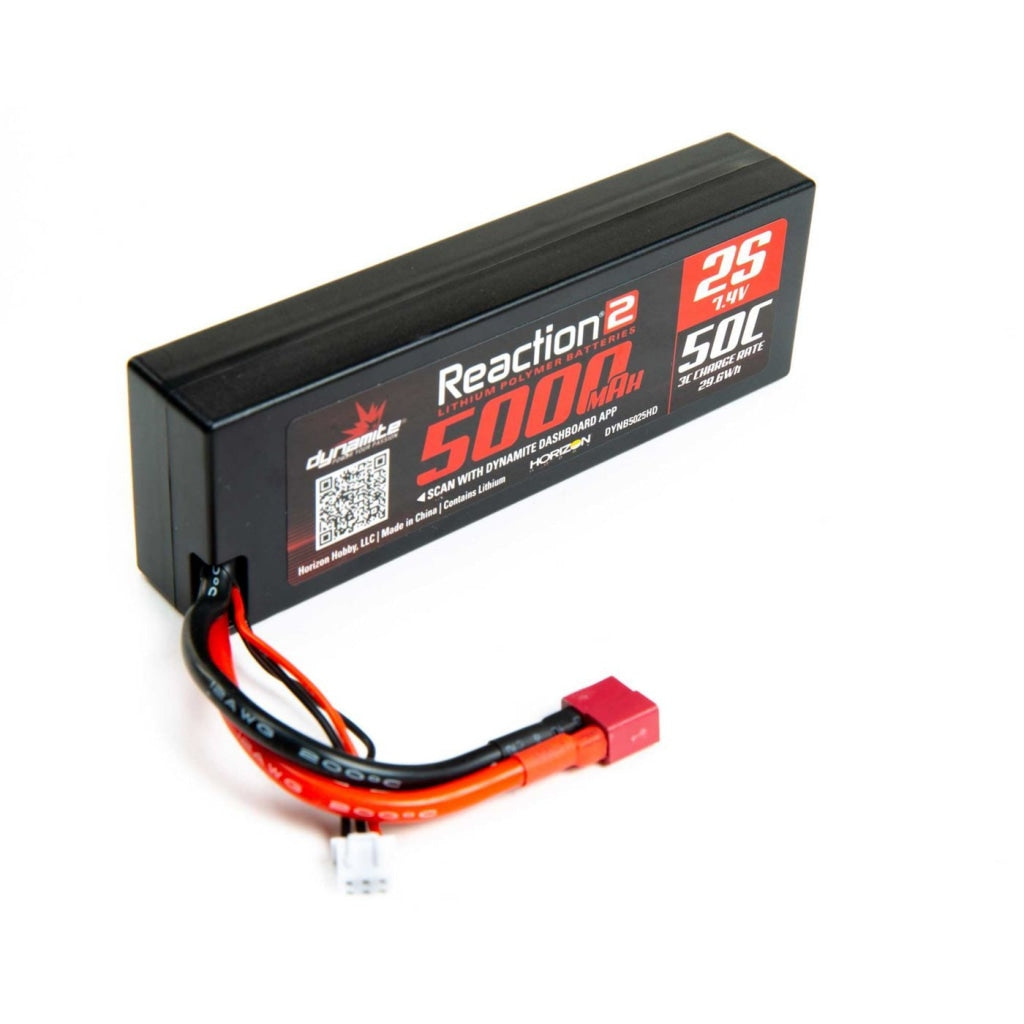 Dynamite - 7.4V 5000Mah 2S 50C Reaction 2.0 Hardcase Lipo Battery: Deans En Existencia