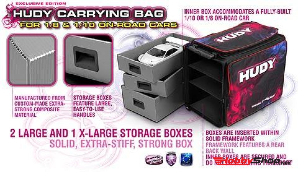 Hudy - 1/10 & 1/8 On Road Bolsa De Transporte + Herramientas Edición Exclusiva En Existencia