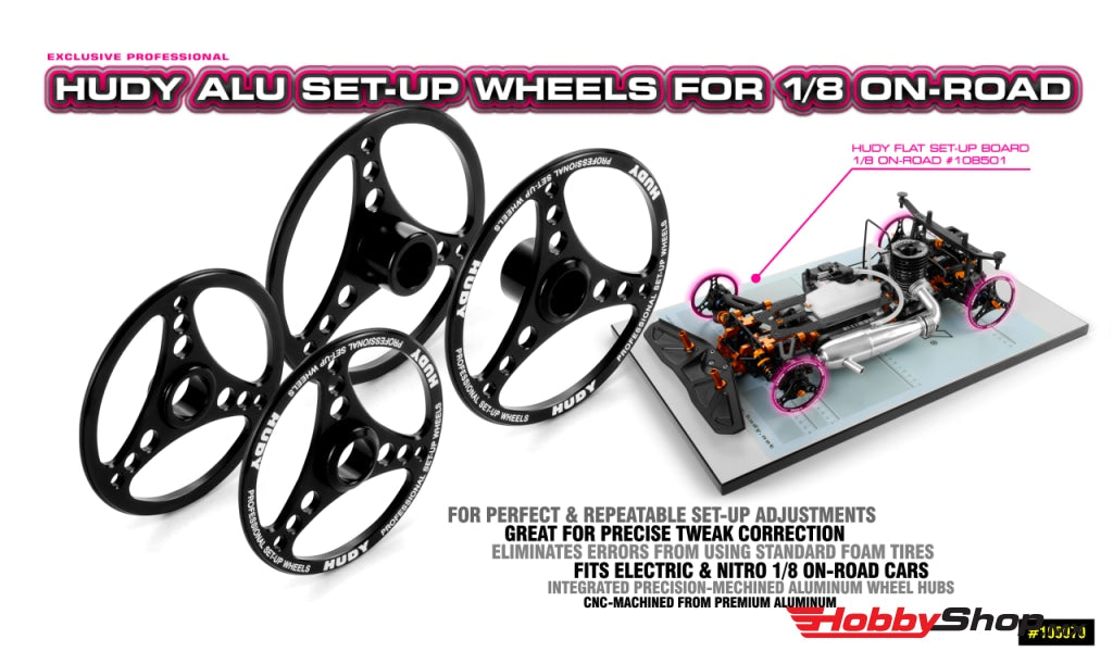 Hudy - Rueda De Reglaje Aluminio Para 1/8 On-Road (4) En Existencia