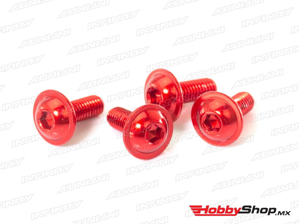 Infinity - M3X8Mm Alu Flange Button Head Screw (Red/4Pcs) En Existencia