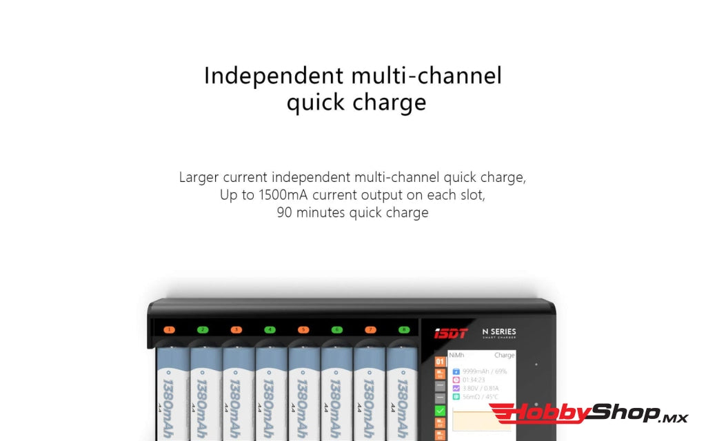 Isdt - N8 8-Slot Cargador Inteligente Para Pilas Recargables Aa Aaa En Existencia