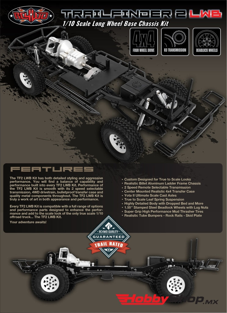 Rc4Wd - Trail Finder 2 Truck Kit Lwb 1/10 Scale Long Wheel Base Chassis En Existencia