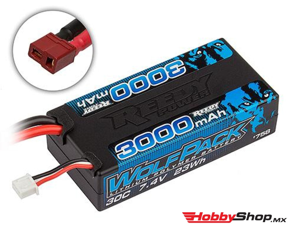 Reedy Powered - Wolfpack Lipo 3000Mah 30C 7.4V Shorty Pack T-Plug En Existencia