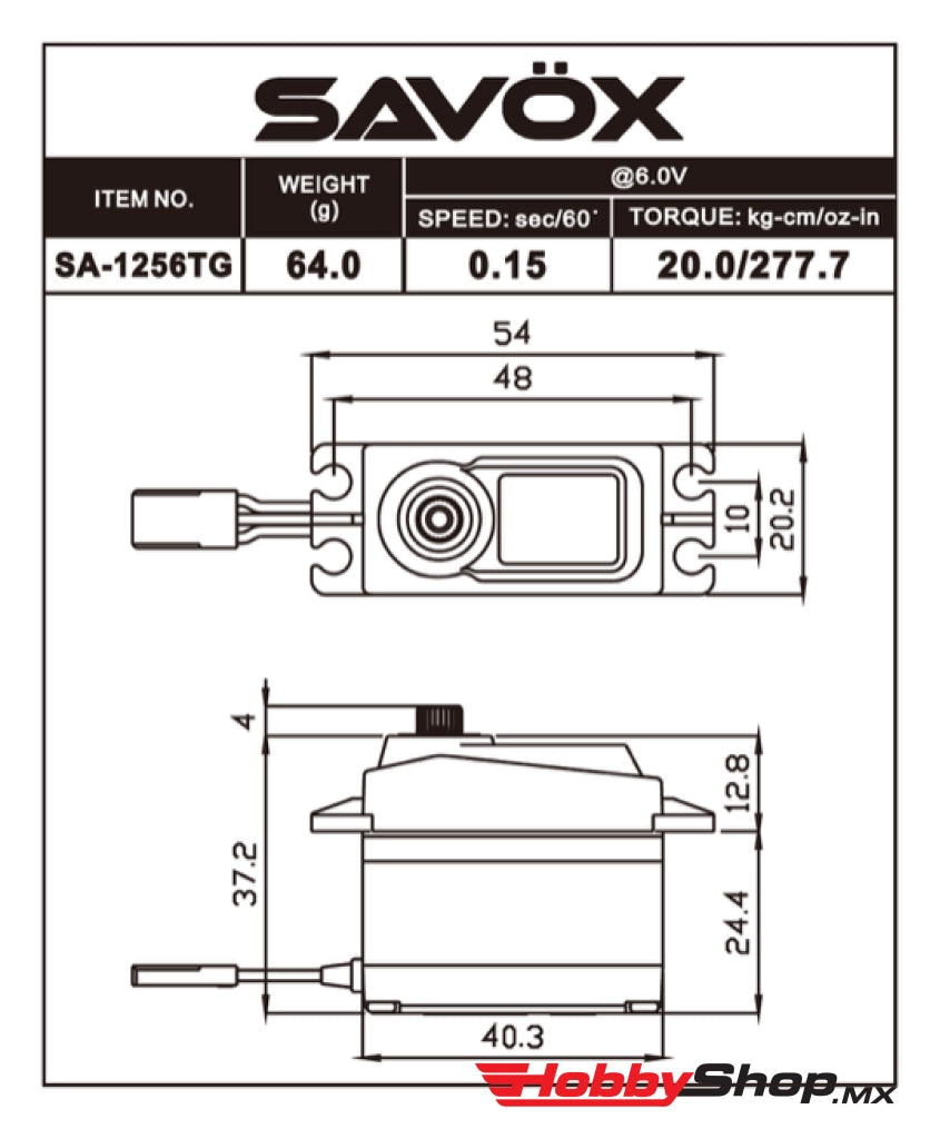 Savox - Standard Size Coreless Digital Servo .15/277 @ 6V En Existencia
