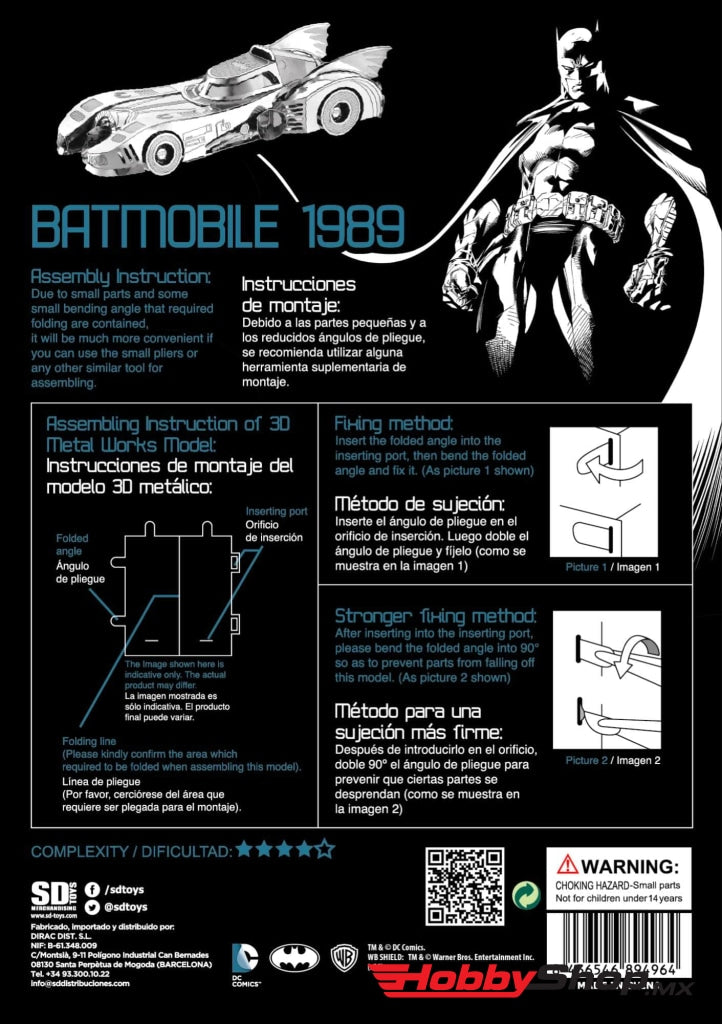 Sd Toys - Batmovil 1989 Modelo De Metal 3D Universo Dc En Existencia
