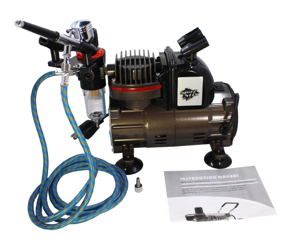 Spaz Stix - Dual Action Gravity Feed Airbrush & Air Compressor Combo En Existencia