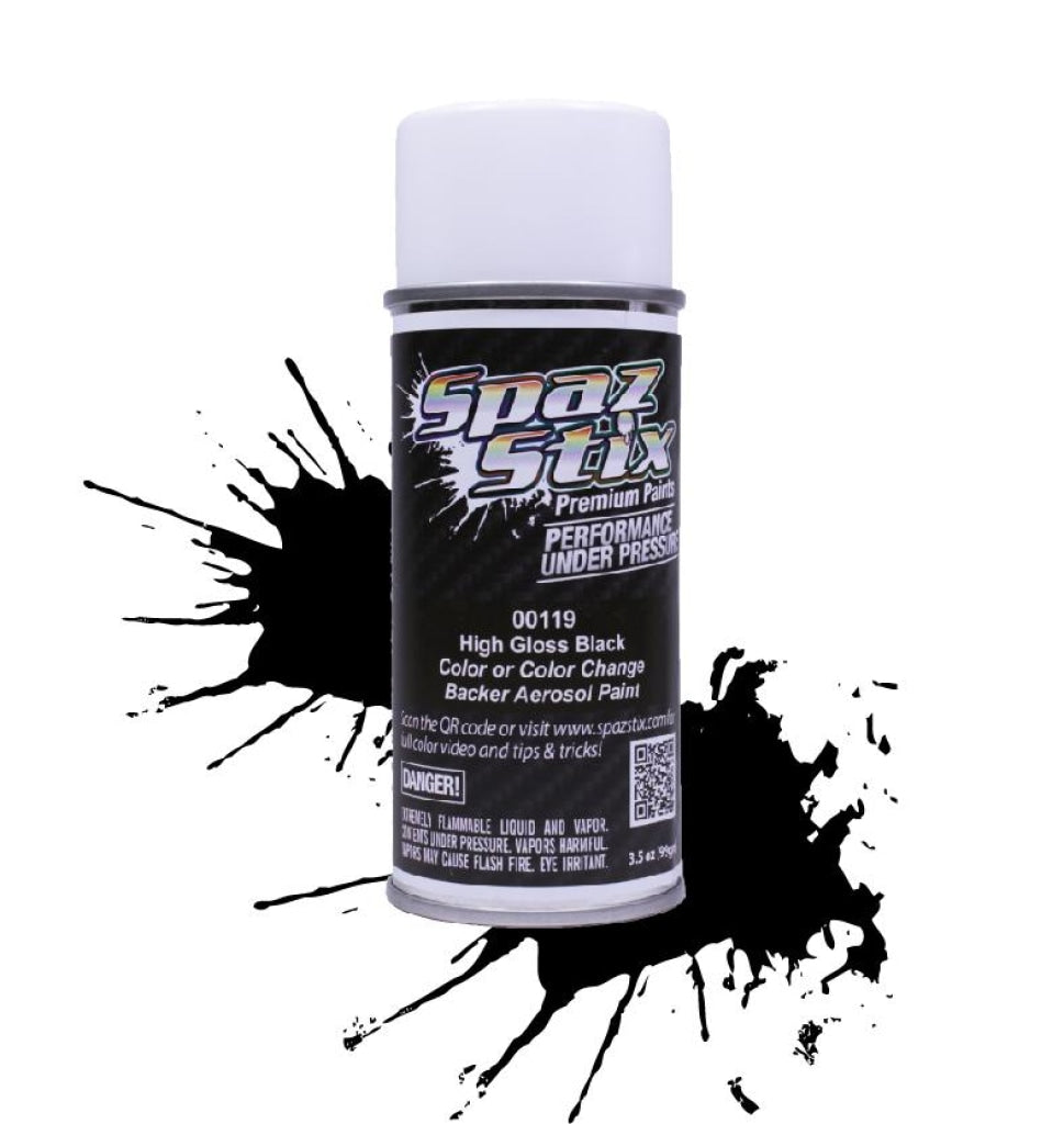Spaz Stix - High Gloss Black/backer Aerosol Paint 3.5Oz En Existencia