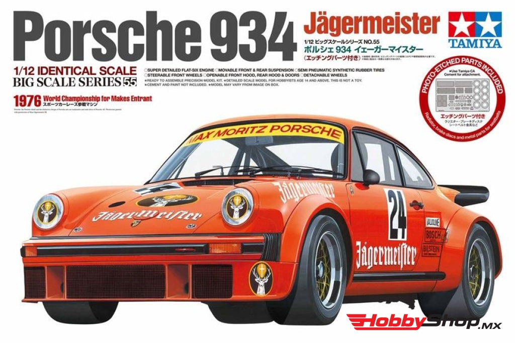 Tamiya - 1/12 Porsche 934 Jagermeister Plastic Model Kit W/ Photo Etched Parts En Existencia