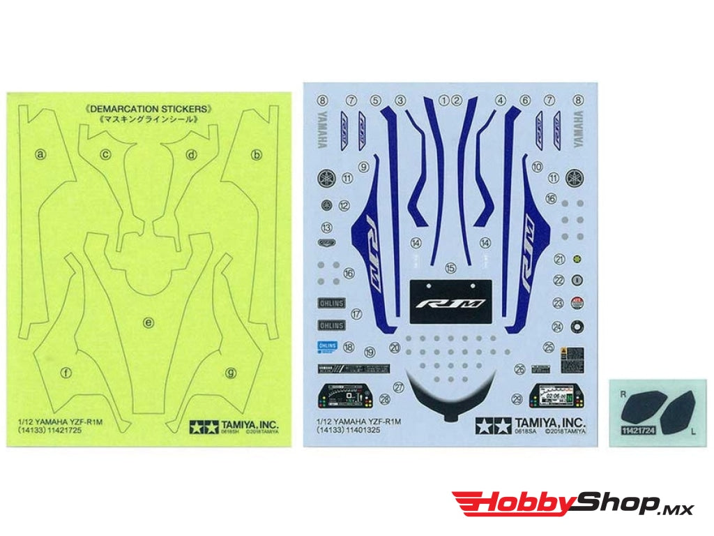 Tamiya - 1/12 Yamaha Yzf-R1M Motorcycle Plastic Model Kit En Existencia