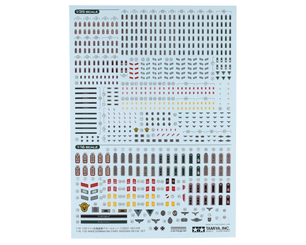 Tamiya - 1/35 German Military Insignia Decal Set (1/16 1/35) En Existencia