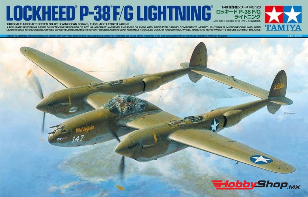 Tamiya - 1/48 Lockheed P-38 F/g Lightning Plastic Model Airplane Kit En Existencia