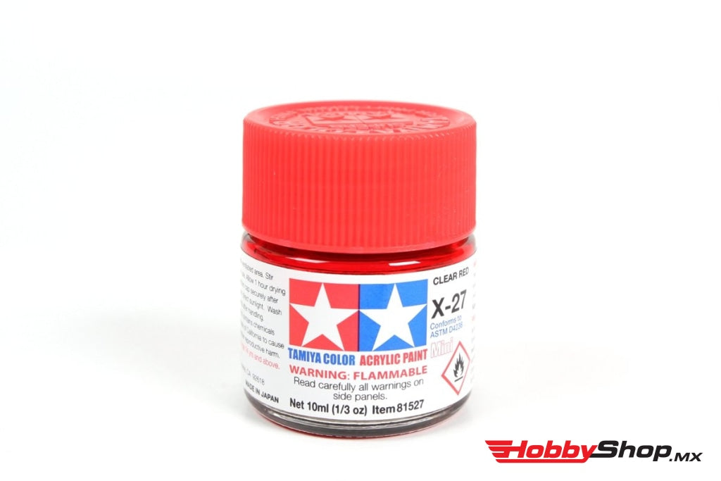 Tamiya - Acrylic Mini X-27 Clear Red Paint 10Ml Bottle En Existencia