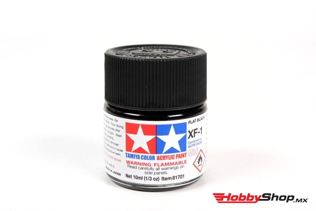 Tamiya - Acrylic Mini Xf-1 Flat Black Paint 10Ml Bottle En Existencia