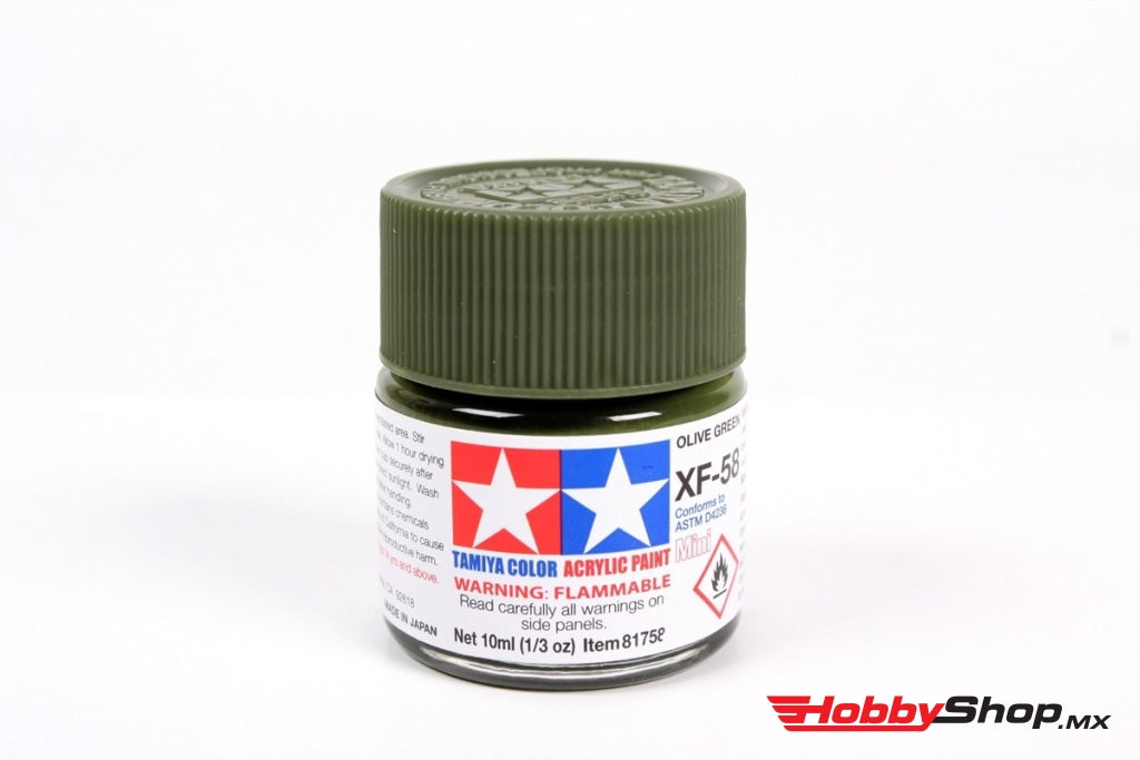 Tamiya - Acrylic Mini Xf-58 Olive Green Paint 10Ml Bottle En Existencia