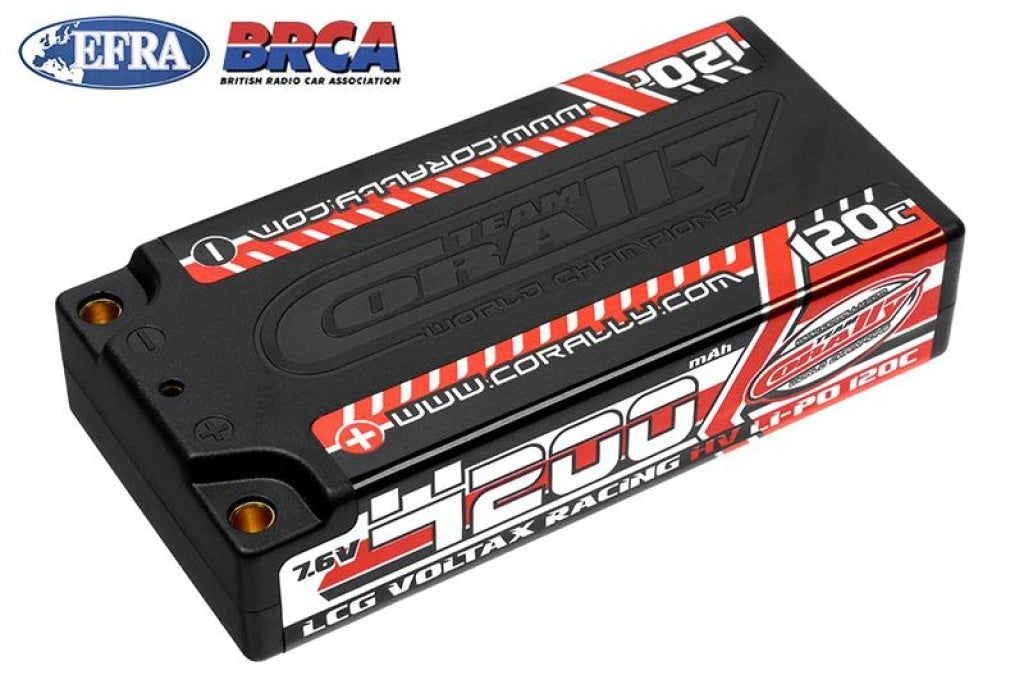 Team Corally - 4200Mah 7.6V 2S 120C Voltax Lcg Shorty Hardcase Lipo Battery 4Mm Bullets En