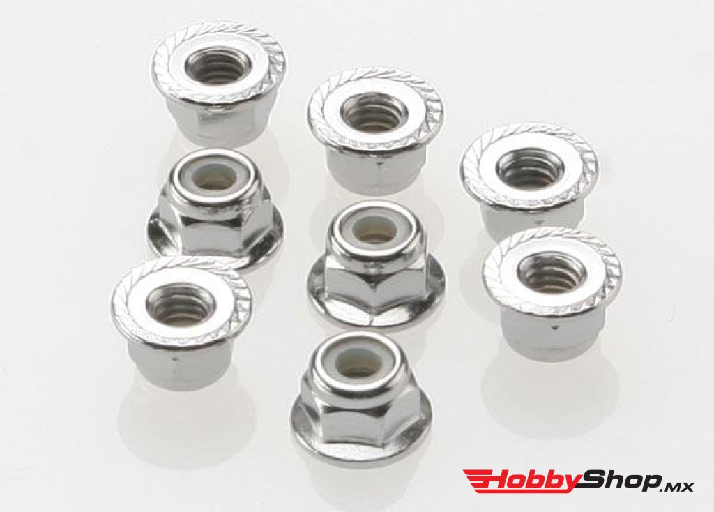Traxxas - Contratuerca De Nailon Dentado Con Brida Acero 4 Mm (8 Piezas) En Existencia