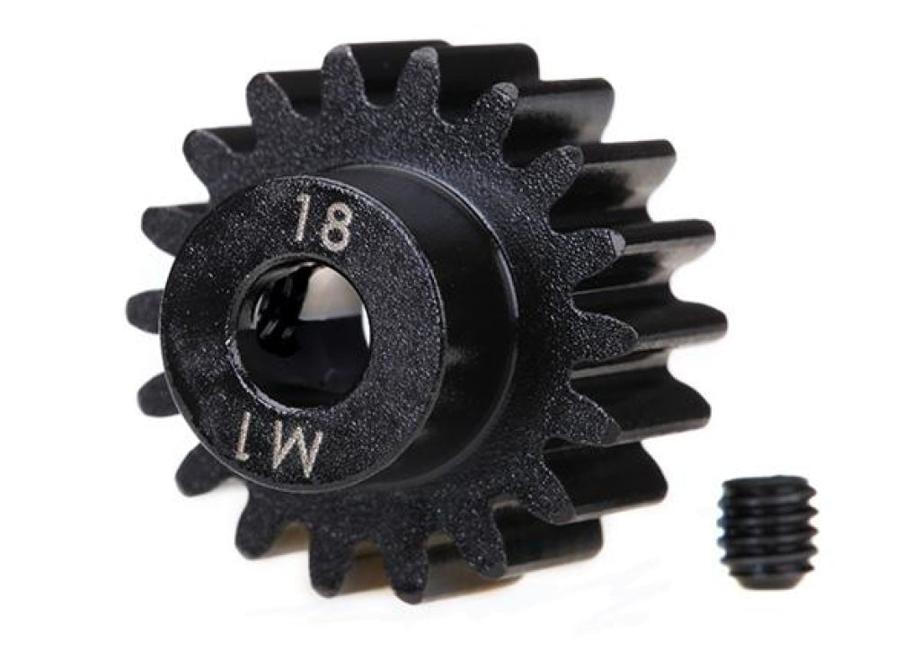 Traxxas - Engranaje Piñón De 18 T (Maquinado) (Paso Métrico 1.0) (Se Ajusta Al Eje 5 Mm) / Tornillo