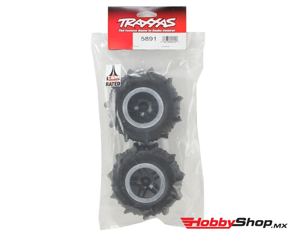Traxxas - Paddle Tires W/sct Split Spoke Rear Wheel (2) (Black/chrome) En Existencia