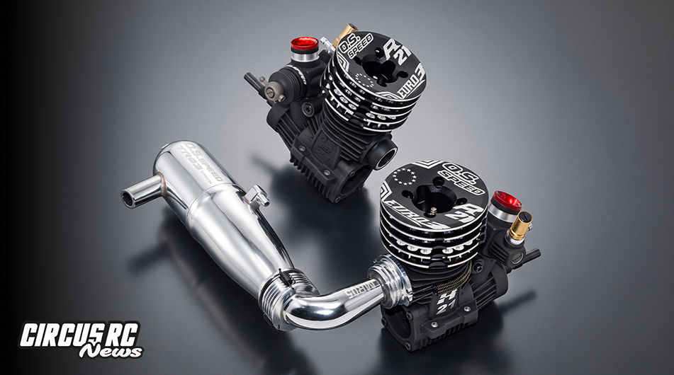 Motor O.S. SPEED R21 EURO 3 y conjunto con escape TR03 y múltiple MR05