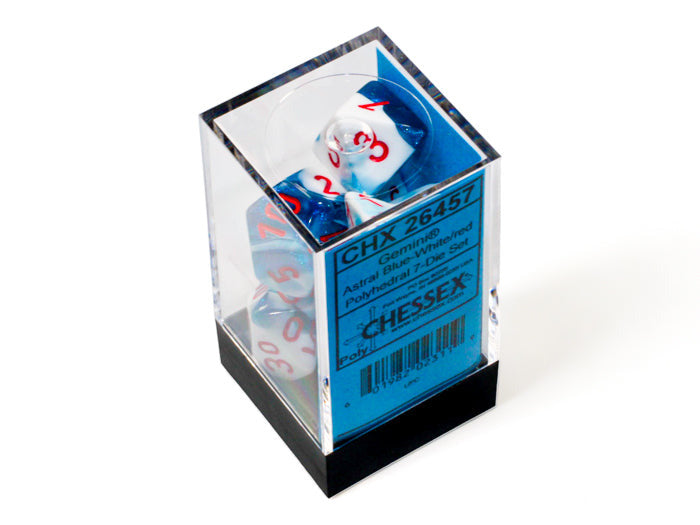 CHESSEX - Gemini Astral Blue-White/red Polyhedral 7-Dice Set