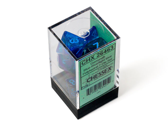 CHESSEX -  Gemini Blue-Blue/light blue Luminary Polyhedral 7-Dice Set