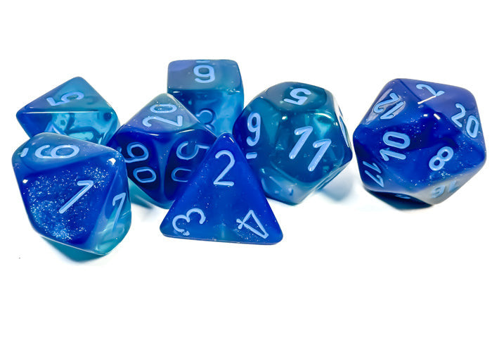 CHESSEX -  Gemini Blue-Blue/light blue Luminary Polyhedral 7-Dice Set