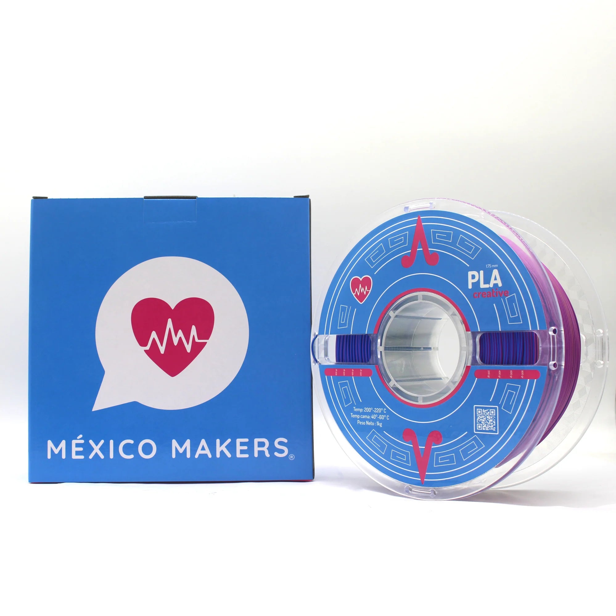 México Makers - Filamento PLA Creative Tri Azul+Verde+Morado para Impresora 3D