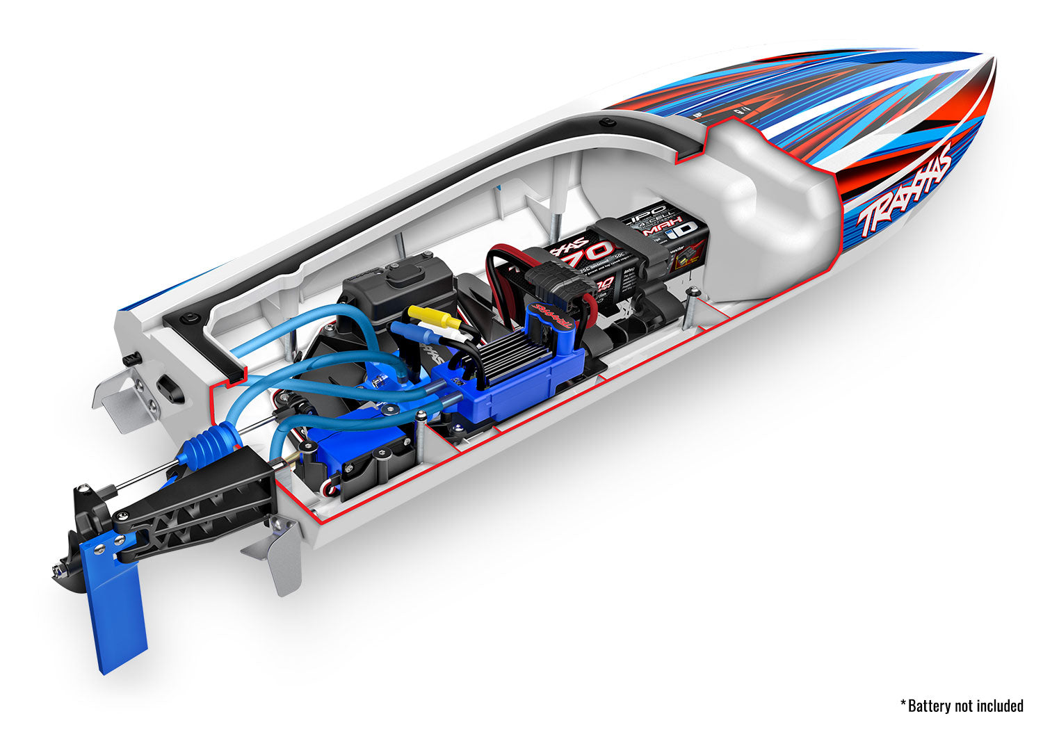 Traxxas - Disruptor® VXL 4S High-Performance Electric Brushless RTR Race Boat w/TQ 2.4Ghz Radio, Azul