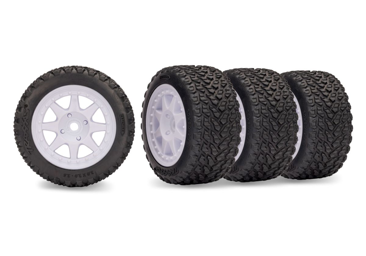 Traxxas - White Mini Rally Wheels with Rally Tires (4)